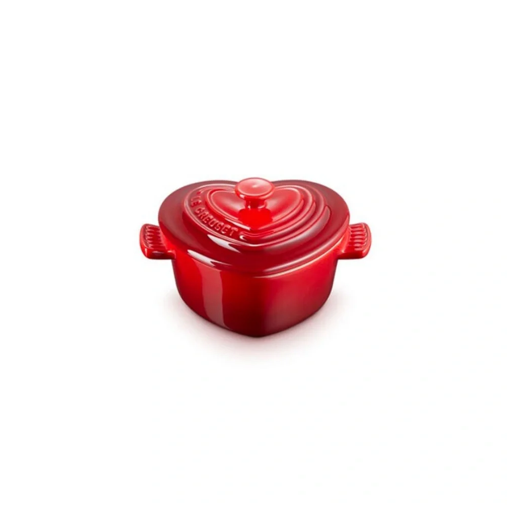 Le Creuset ❤️Cerise Red Petite Heart Casserole Mini Cocotte Ramekin NIB